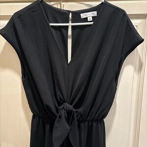 She + Sky Elegant Black Backless front tie jumpsuit